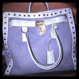 Michael Kors Denim & Gold-stud Large Hamilton Bag